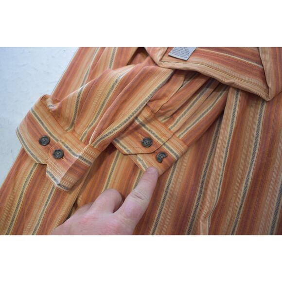 Ruff Hewn Camp Shirt Striped Long Sleeve Front Pocket Button Up Mens Size Large - Picture 11 of 11